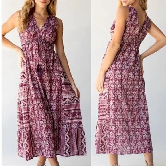 Natural Life Gianna Beach Maxi Dress Bohemian Hippie size Large - Picture 1 of 7